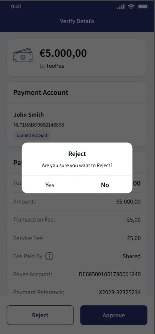 Reject Confimration Reject Confimration